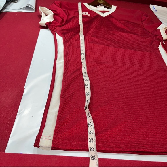 RUSSELL sporty spice SHIRT DRESS athletic burgundy White Stripes Short Sleeve Lg - Picture 10 of 16